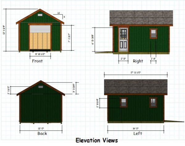 Gable Storage Shed Plans 12X16