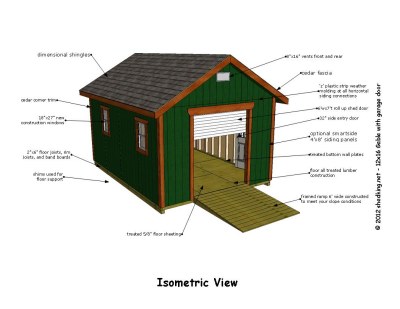 12x16 Gable Storage Shed Plans with Roll Up Shed Door