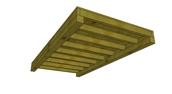This shed floor is framed with floor joists spaced 12" on center, but 