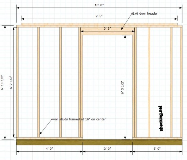 this door opening we will have a 2x6 header framed in above the door ...