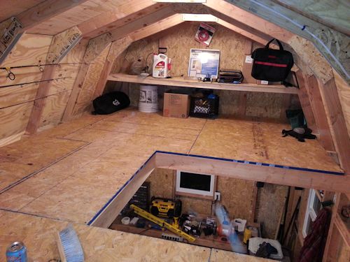 the loft in mike's motorcycle shed