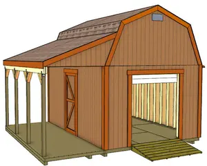 12x16 barn with porch and huge loft shed plan
