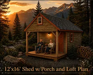 12x16 gable with 6ft front porch plan