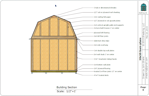 10x10 barn building cross section
