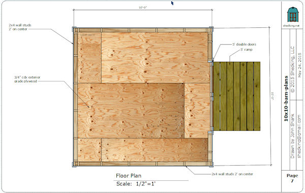10x10 barn shed floor plan