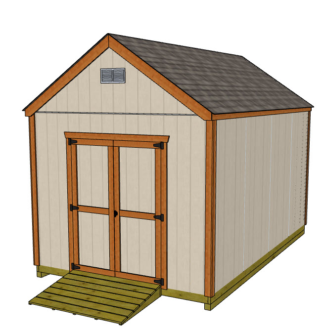 10x16 gable shed plan with 2 door options