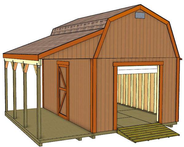 12x16 barn with porch and huge loft shed plan