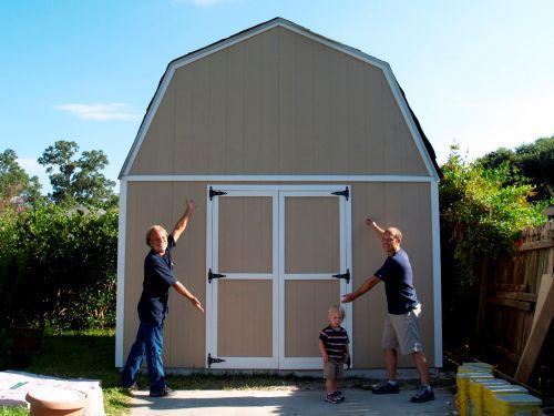 The barn or gambrel shed design provides the most storage space. This is a barn shed design
