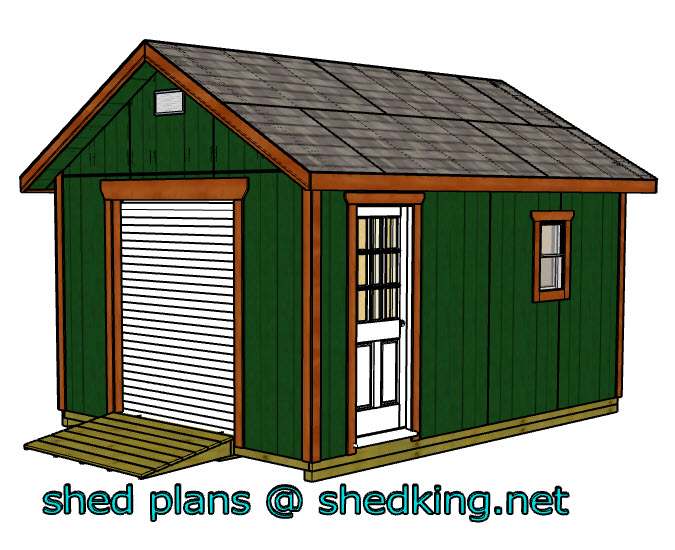 12x16 gable shed plan with roll up shed door
