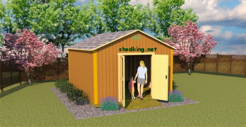 12x16 gable storage shed plans with roll up shed door