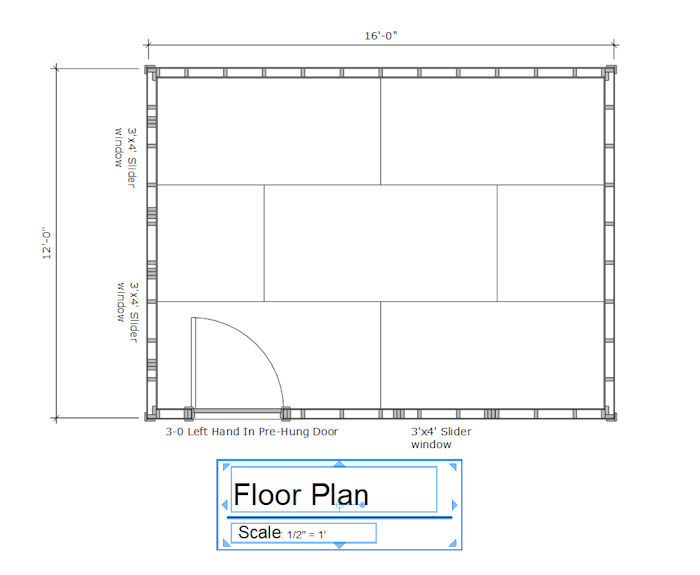 12x16 office shed floor plan 700