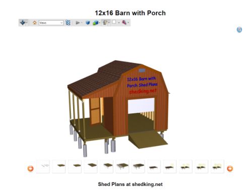 12x16 Barn with Porch Plans, barn shed plans, small barn plans