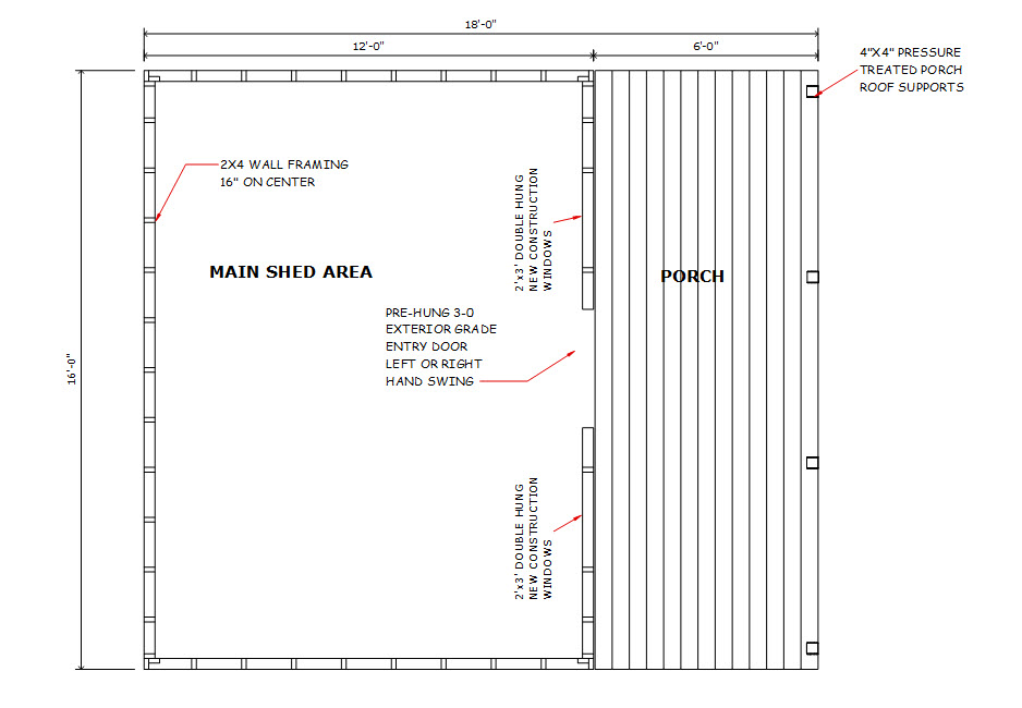 12x16 barn with loft and porch floor plan