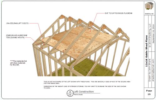 storage shed building plans, 12x16 gable shed plans