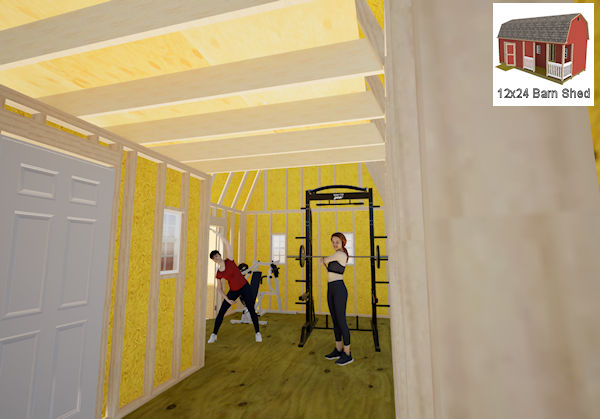 12x24 barn gym shed 600