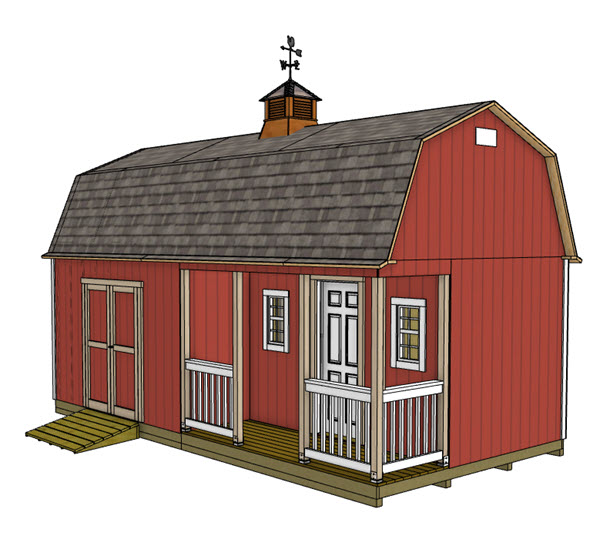 12x24 Barn with Porch Shed Plan