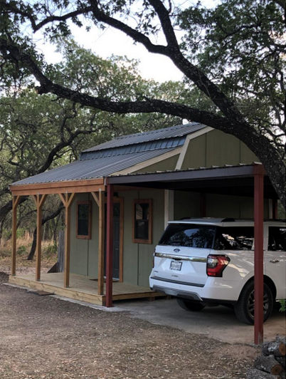 gray shed to house conversion front