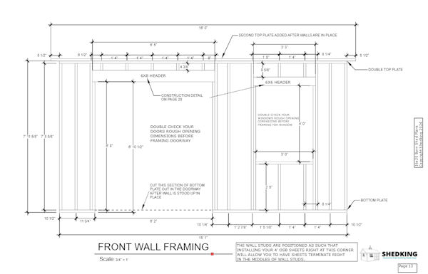 16x20 barn shed front wall framing 600