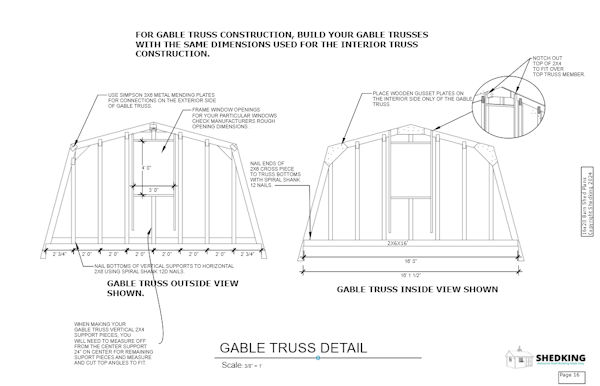 16x20 barn shed gable truss