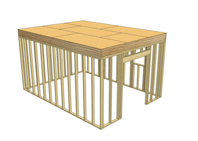 2 story shed loft floor with 3/4" osb flooring added.