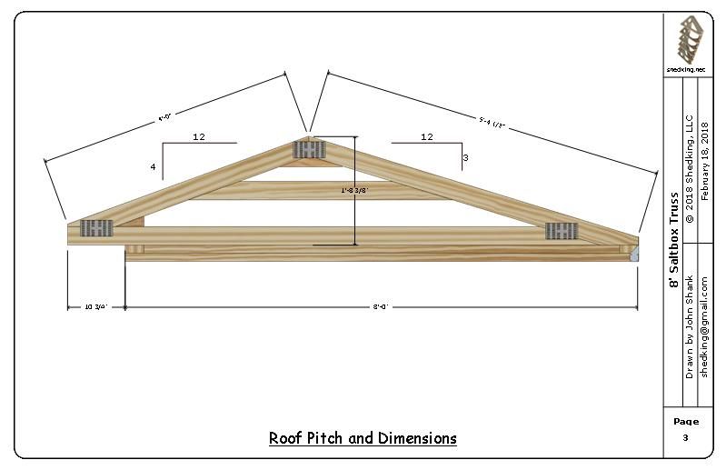 8ft. Saltbox Shed Truss Plans