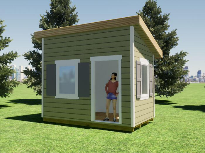 8x12 lean to backyard office shed plan