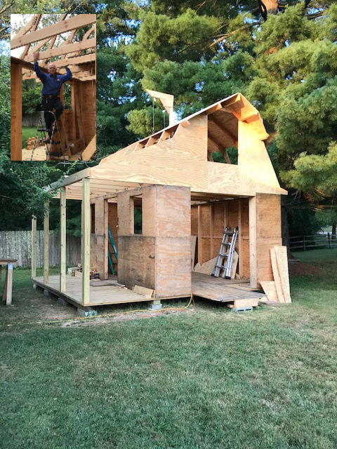 Just retired 87 year old Roger with his totally awesome barn shed. This is Roger's 12x16 barn with porch picture