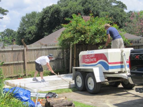 pouring the 12x16 concrete pad