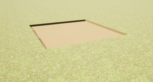 dug out ground for gravel shed foundation