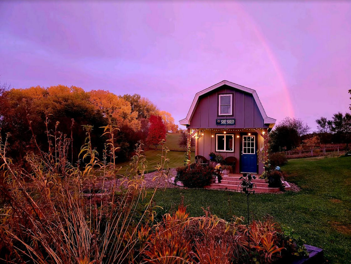 Beautiful shed with a rainbow! Beautiful shed with a rainbow!