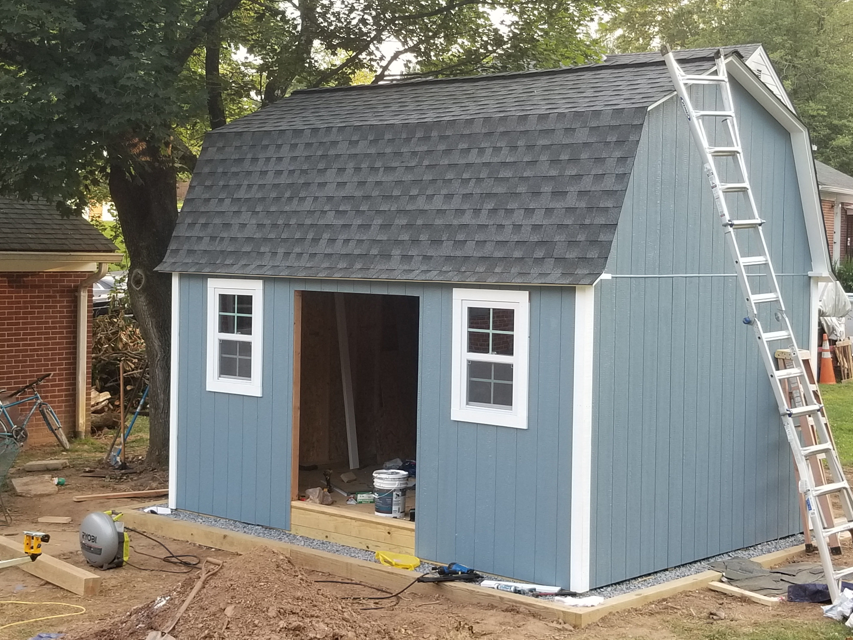 Thank you for the neat shed picture Josh of your 12x16 barn shed. Josh's barn shed coming along. Nice shed picture.
