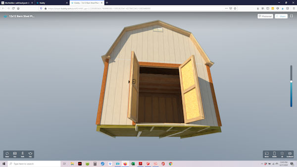 This backyard shed design in virtual reality is my 12x12 barn shed.