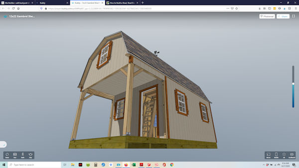 Backyard shed designs for 12x22 barn shed with front porch.