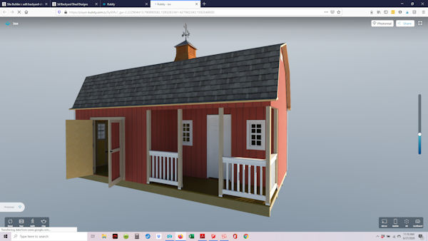 12x24 barn with porch backyard shed designs in virtual reality.