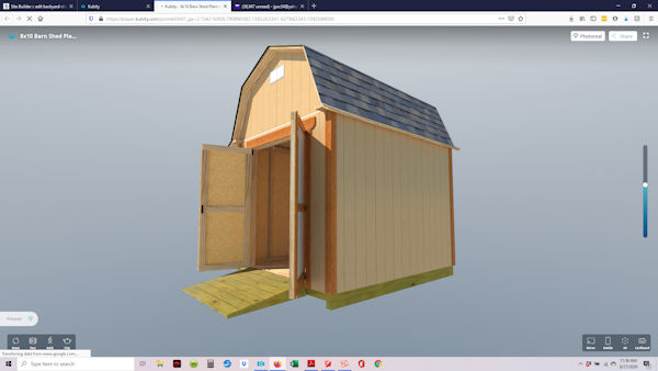 Backyard shed designs for this 8x10 barn shed in virtual reality.