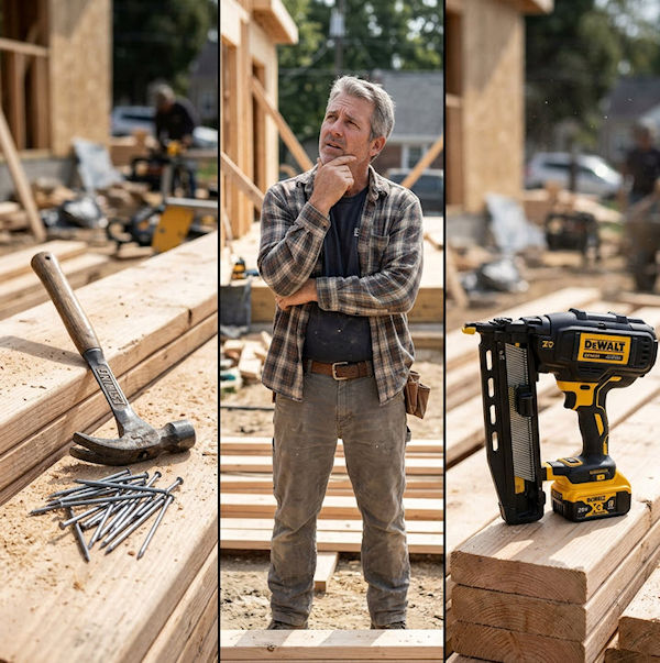 Can't decide between using a nailer or hammer and nails for building a shed