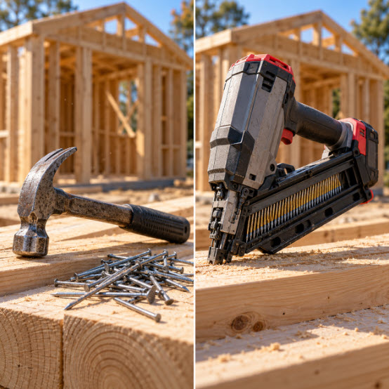 Should you use a nail gun or hammer and nails.