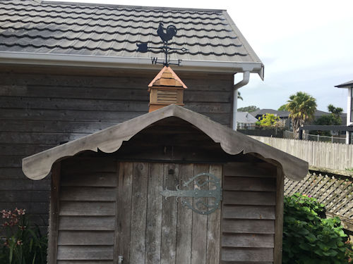 Here's a picture of Nick from NZ and the cupola he built using my cupola plans. A picture of a neat cupola built by Nick from New Zealand.