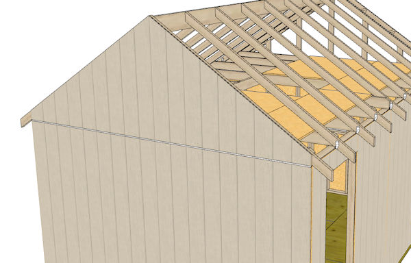 Gable end sided first before attaching ladder overhangs.