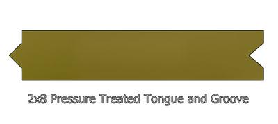 Pressure treated 2x8 Tongue and Groove Board