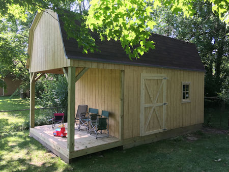 12x22 barn is a great shed house idea and it has a 6' front porch.