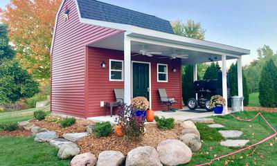 Shed house ideas with bbq grill