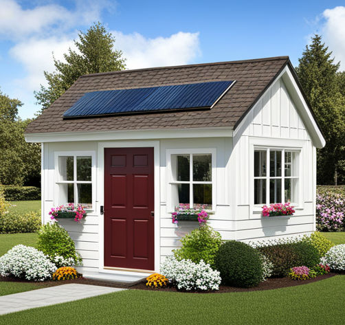 Solar roof panels on a shed house Solar roof panels on a shed house