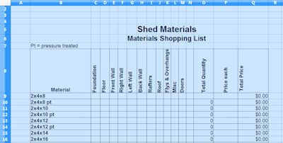 shed materials spreadsheet 400
