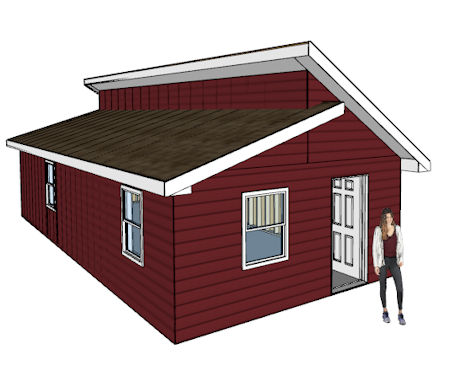 Skillion style shed roof