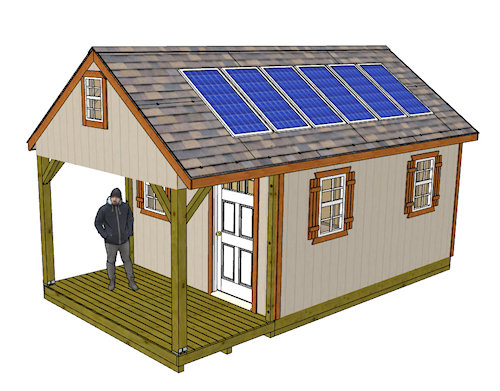 Solar power up a tiny shed house Solar power up a tiny shed house