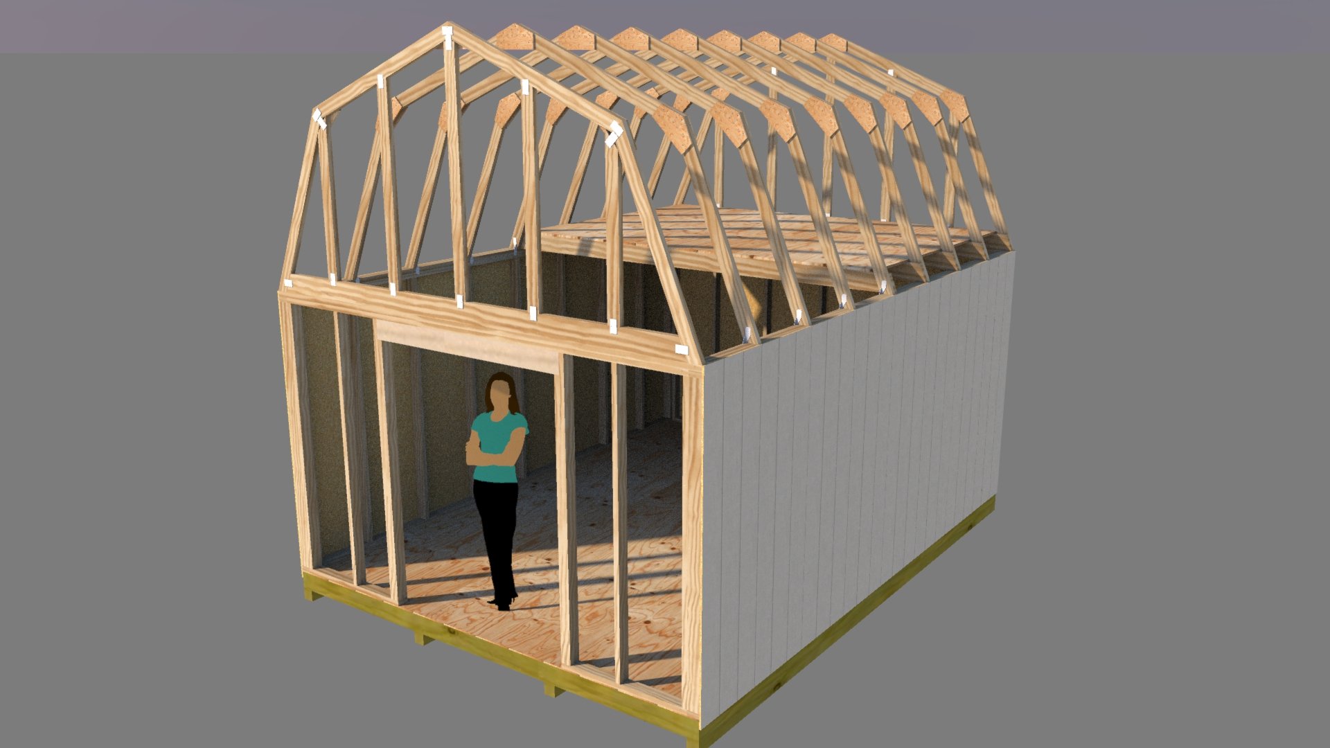 loafing shed - frame only - 24 x 12 x 8 - barn or loafing